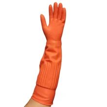 1雙加厚加長紅色家用手套,45公分長橡膠手套,並適用於洗碗、洗衣和家居清潔 - 紅色 - 查看 5