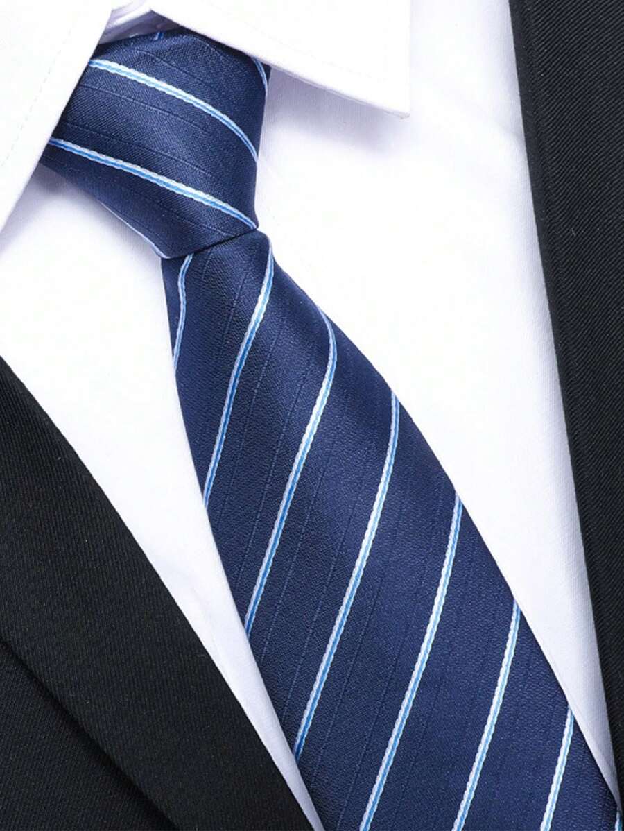 1pc Men's Business Necktie, Convenient Slouchy Knot Design - Blue - View 1