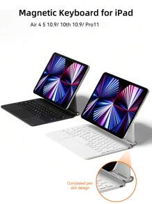 Magic Keyboard With Pencil Slot Storage Compatible With Ipad Pro 11 Inch 2nd 3rd 4th Compatible With Ipad Air 4th 5th 10.9 IPad 10th Generation Magnetic Keyboard Case Cover - White - View 1
