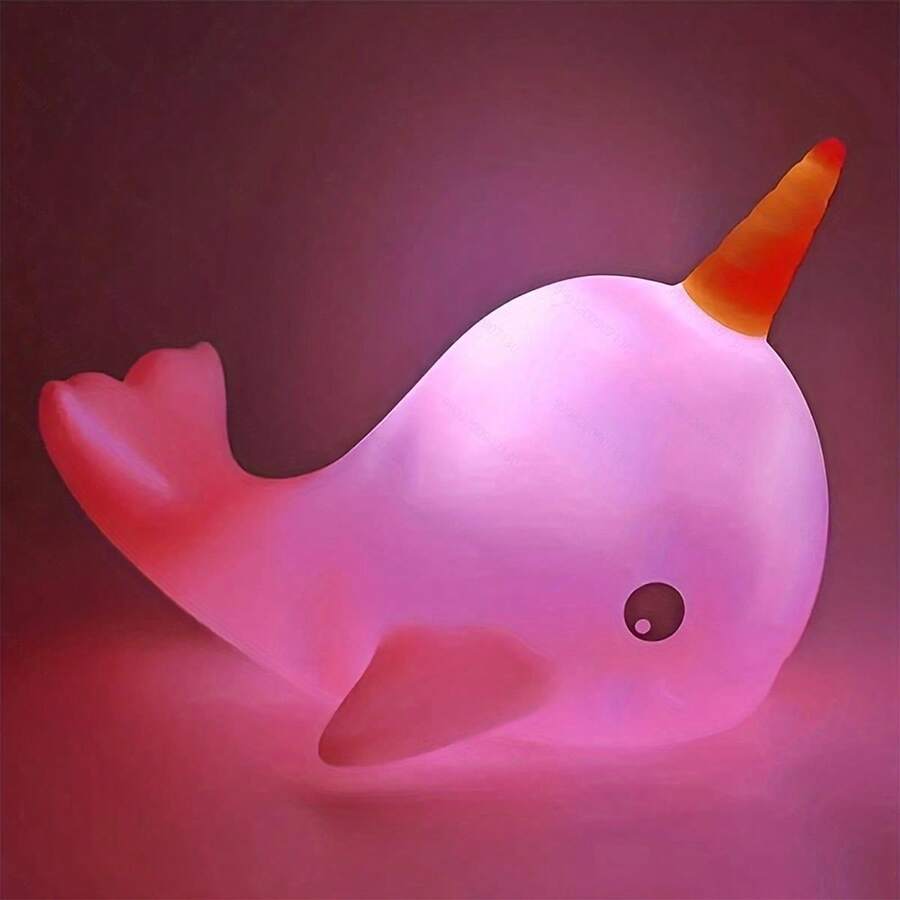 Cute Glowing Whale Shaped Night Light - Pink - View 1
