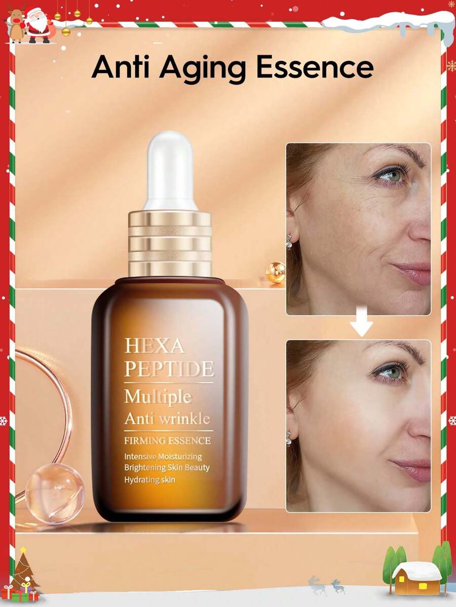 抗衰老精華液,1入組,多重抗皺保濕,緊實提拉精華液,軟化肌膚,提高彈性,撫平皺紋,減少老化跡象,女士護膚面部精華液,萬聖節和聖誕夜 - 咖啡棕 - 查看 1