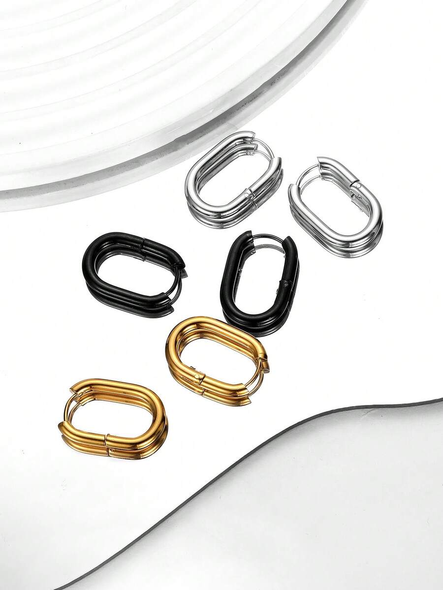 1pair 3mm Kids Exquisite Fashion Simple Hoop Earrings For Girls For Daily Wear - Multicolor - View 1