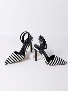High Heel Pointed Toe Hollow Out Shoes - Black - View 7