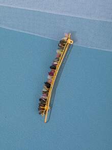 1 件女士彩色天然石水晶发夹日常发夹，公主头饰，适合森系风格，配紫色宝石