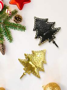1個創意極簡主義聖誕樹形金屬材質掛鉤,金黑雙色,麋鹿紋設計,適用於家庭與派對裝飾,也可用於室內聖誕裝飾 - 彩色 - 查看 6