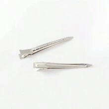 10 件合金新年节日无痕发夹，固定刘海，梳理头发，鳄鱼发夹，适合化妆师、理发师、家庭使用 - 銀色 - 查看 3