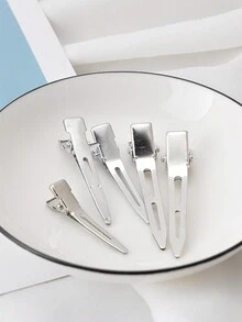 5入組女士金屬鱷魚夾，美髮用鎖骨夾，美髮師工具，鱷魚夾，髮型設計配件 - 銀色 - 查看 2