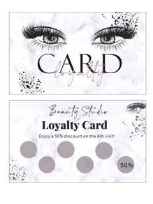 50 Gray Eyelash Membership Cards, Eyelash Small Business Business Cards, Eyelash Extension Cards, Eyelash Care Cards 9*5.4cm Back To School - Grey - View 2