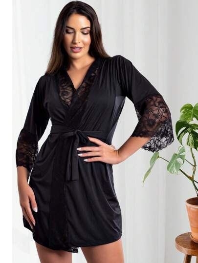 ROBE LUXO RENDADO FEMININO