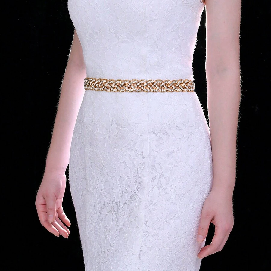 1 件裝水鑽新娘腰帶,適用於婚禮派對禮服