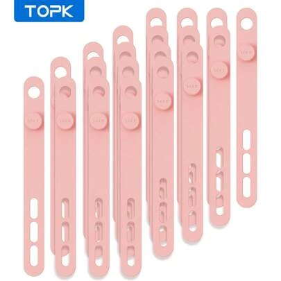  TOPK 실리콘 케이블 타이, 재사용 가능한 케이블 관리 정리기, 케이블 스트랩, 코드 타이, 다용도 탄력있는 코드 정리기 번들링 및 고정을 위한 케이블 코드 와이어 정리기