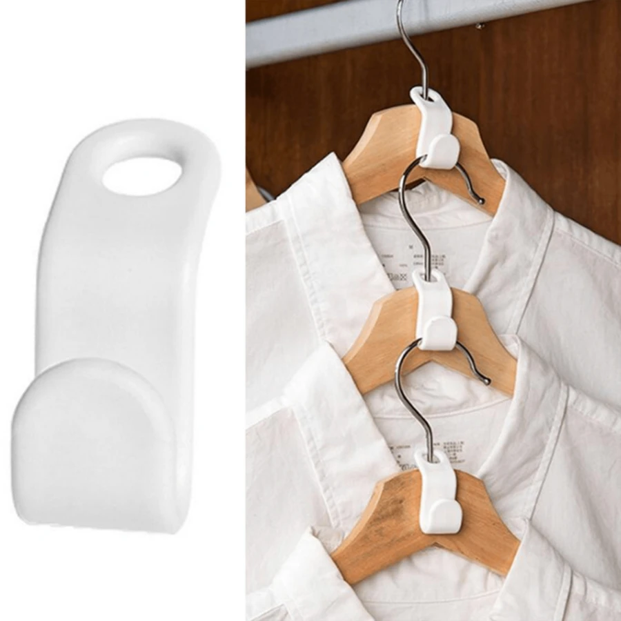 10pcs White Clothes Hanger Connector Hook, Thicken Plastic Hanger Linking Hook For Stackable Storage - White - View 1