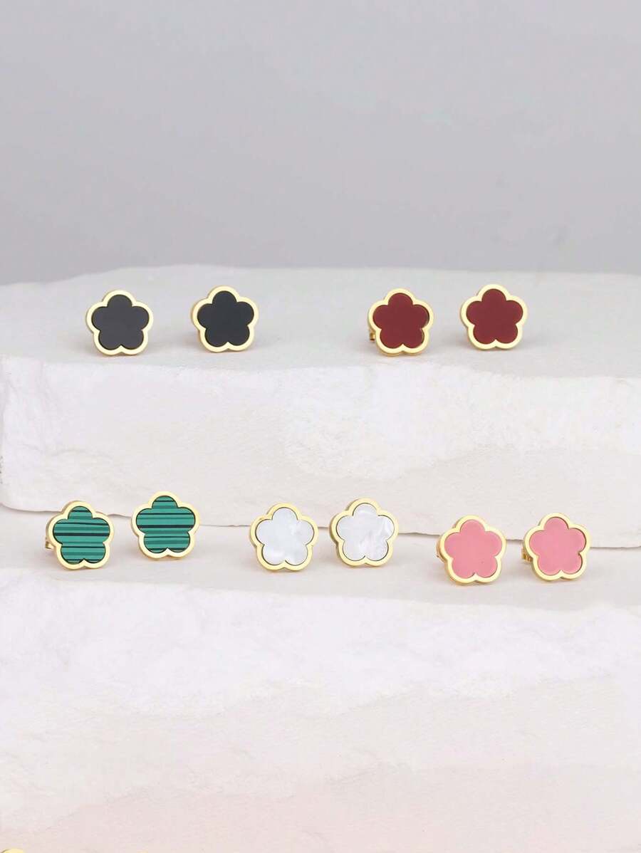 豪華的自然白花四葉草設計可愛的女士耳環,創意珠寶