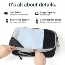 Packing Cubes With Compression 4-Piece/6-Piece Suitcase Organiser Set Packing Cubes Packing Bags For Suitcases Lightweight Travel Organiser Clothes Bags - Black - View 4