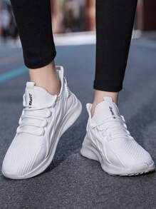 女士网球鞋跑步鞋轻便运动鞋女式健身房健身休闲步行鞋白色