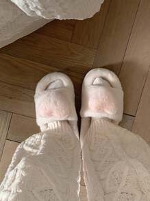 2025 Mulheres Confortáveis Adoráveis Pantufas Internas com Plataforma Grossa, Abertas no Dedo do Pé com Coração 3D de Pelúcia, Pantufas Casuais para Quarto