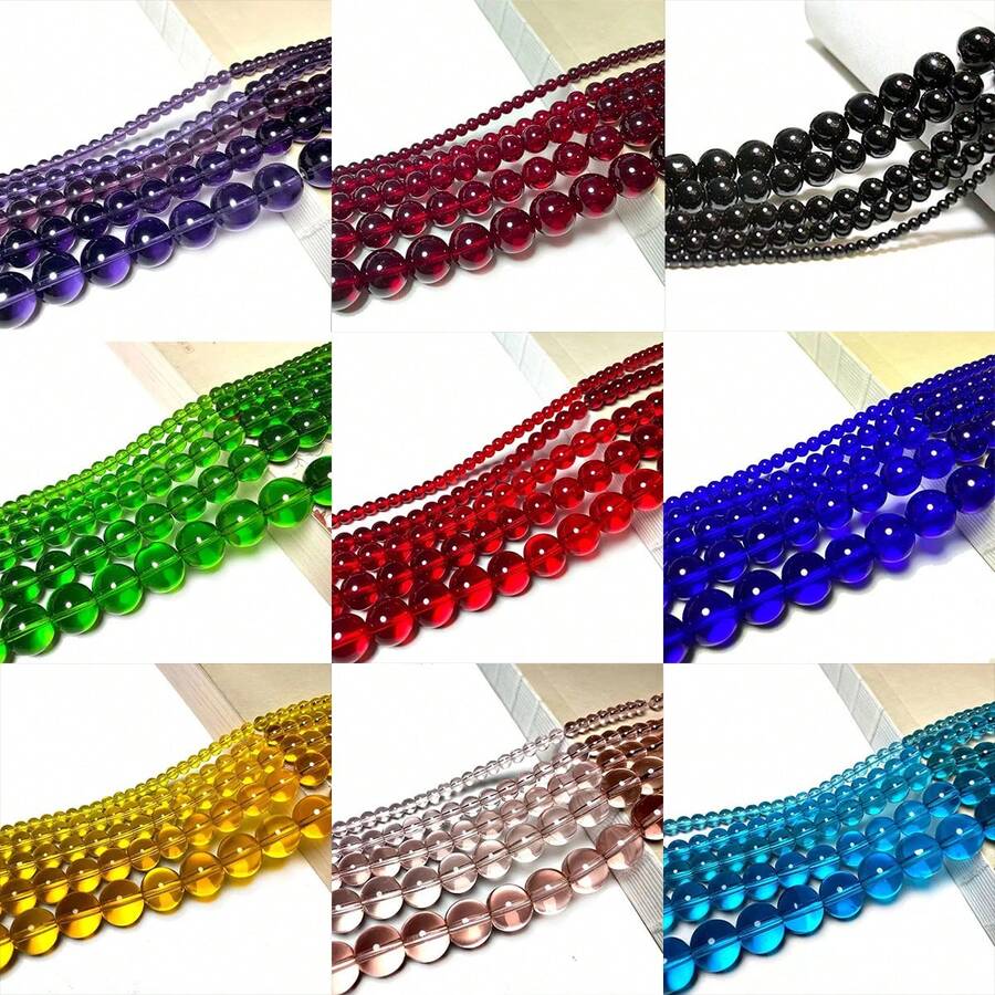 6/8/10mm Colorful Transparent Crystal Glass Bead - Multicolor - View 1