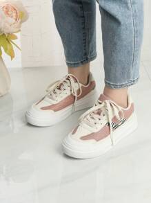 Women's Color Block Pink Fashionable Slim-fit Sneakers Rl-02 - Baby Pink - View 1