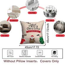 1 件裝精美聖誕卡通聖誕老人圖案枕頭套、靠墊套、聚酯材質軟枕套(不含枕芯) - 彩色 - 查看 4
