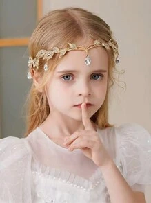 1 Miếng Cô gái Ở giữa & To lớn Hoa vương miện Băng đô cài tóc Với Trang trí bằng đá quý Đối với Công chúa Hóa trang & Hiệu suất - Vàng - Xem 2
