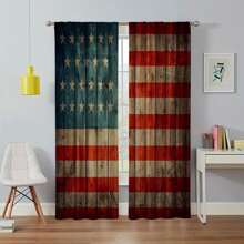 2入組面板復古標誌印花窗簾,家居裝飾窗簾 - 彩色 - 查看 1