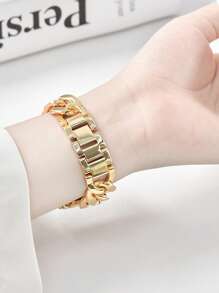 1条女士时尚金色金属链表带，兼容 46mm 49mm 40mm 44mm 45mm 41mm 42mm 38mm，智能手表表带配件，兼容 Series 11 10 9 8 7 SE 6 5 4 3 2 1 Ultra 3/2/1，奢华替换腕带，兼容 S10 S11 - 金色 - 查看 5