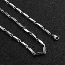 1 Miếng Thép không gỉ Hình thoi Hình dạng Cây tre Chuỗi In Phong cách Nam Thời trang Dây chuyền - Bạc - Xem 5