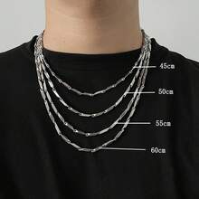 1 Miếng Thép không gỉ Hình thoi Hình dạng Cây tre Chuỗi In Phong cách Nam Thời trang Dây chuyền - Bạc - Xem 4