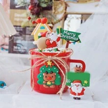 3pcs/9pcs/18pcs Random Style Christmas Theme Santa Claus Cake Topper,For Christmas New Year Party Cake Dessert DIY Decorations