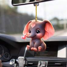 1入組聖誕樹裝飾掛件愛心大象設計後背包掛件鑰匙圈掛件,2d亞克力扁平,節日裝飾配件,聖誕裝飾 - 彩色 - 查看 3