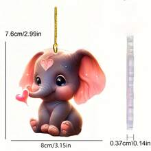 1入組聖誕樹裝飾掛件愛心大象設計後背包掛件鑰匙圈掛件,2d亞克力扁平,節日裝飾配件,聖誕裝飾 - 彩色 - 查看 5