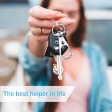 Bộ 100 kẹp lò xo xoắn ốc và móc chìa khóa dùng để làm đồ trang sức DIY, phụ kiện móc chìa khóa - 50 kẹp lò xo + 50 móc chìa khóa, quà tặng ngày lễ tình nhân cho cả nam và nữ - Bạc - Xem 5