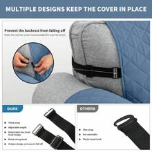 Reversible Sofa Cover Couch Slipcover Water-Repellent Anti-Slip Washable Armchair Loveseat Sofa With Elastic Strap Furniture Protector For Pet Dog - 寶藍色 - 查看 6