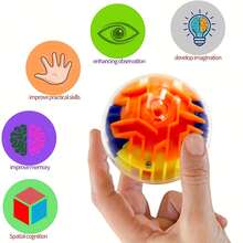 1pc Random Style 3d Puzzle Toy With Maze, Rolling Ball Or Shape - Multicolor - View 5