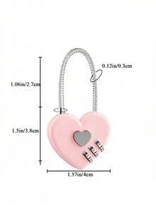1pc Portable Password Luggage Lock With Heart-shaped Shackle - Pink - View 3