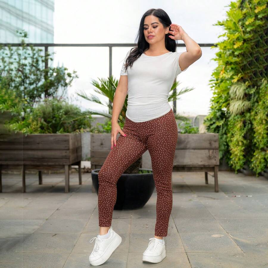 Leggins casual o deportivo para dama con diseño de moda . - Café integral - Ver 1