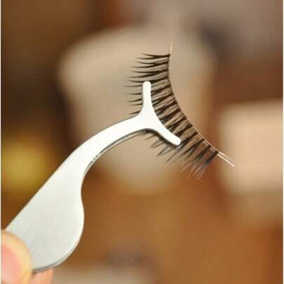 1pc Portable False Eyelash Applicator Makeup Tool Eyebrow Tweezers Extension Clip Eyelash Curler