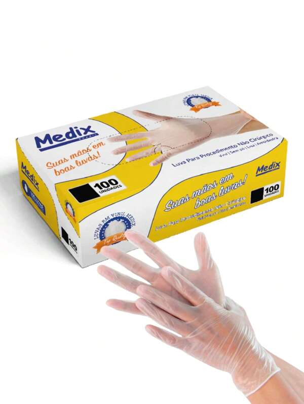 Luva de Vinil s/ pó cx c/ 100 - Medix