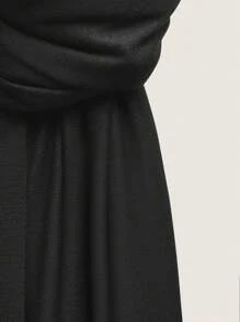 1 chiếc khăn trùm đầu nữ Hijab cổ điển màu trơn Abaya Phụ kiện thanh lịch giản dị bằng lụa Jersey Hijab Khăn choàng Turban cho trang phục hàng ngày & đi chơi Băng đô Quần áo che mặt - màu đen - Xem 5