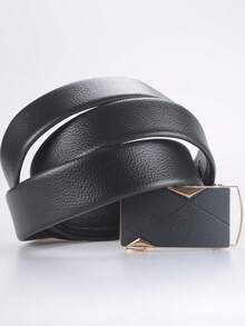 Joopzqm 1pc Men's Black Automatic Buckle Belt - Black - View 3