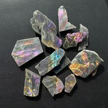 1個30-200克自然水晶斑簇多彩原石切片礦物標本月亮石工藝品水晶珠寶 - 彩色 - 查看 4