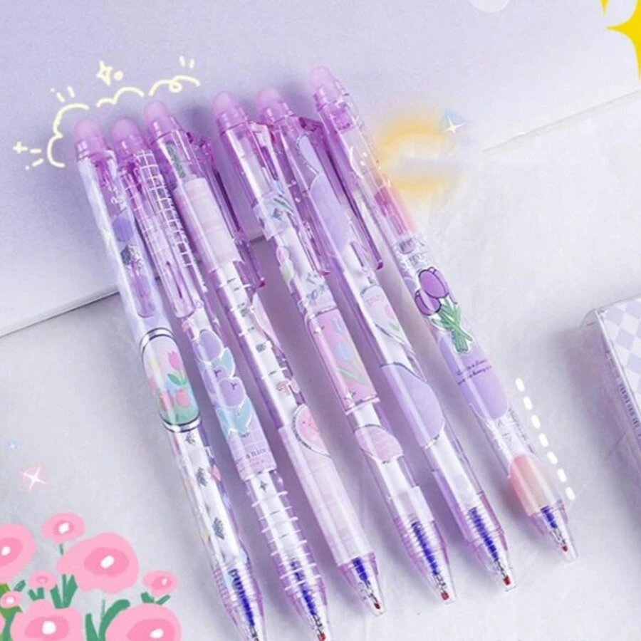Creative Tulip Design Erasable Pen, High Value Refillable Gel Pen 0.5mm