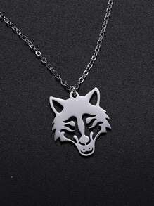 1入組男士不銹鋼狼形動物項鍊,情侶風格 - 狼系列 - 查看 7