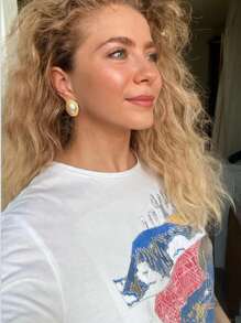 优雅的法式珍珠耳环，复古小众设计女士耳环，复古珍珠耳环女士 - 金黃色 - 查看 3