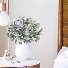 5入組人工尤加利葉和兔耳葉形綠植,用於婚禮裝飾、辦公室花卉、花束 - 綠色 - 查看 3