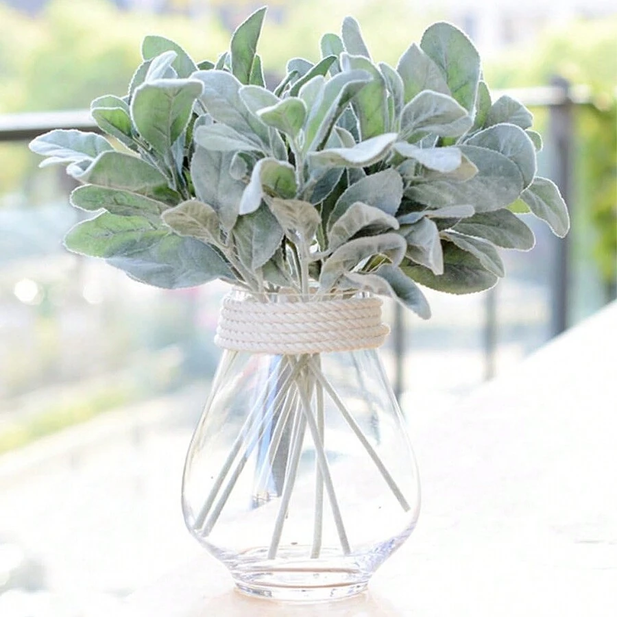 5入組人工尤加利葉和兔耳葉形綠植,用於婚禮裝飾、辦公室花卉、花束 - 綠色 - 查看 1