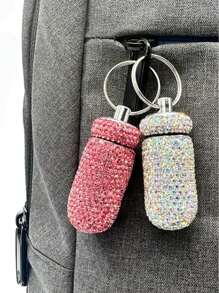 1 pieza Estuche portátil brillante para pastillas, caja de pastillas a prueba de agua para viaje, contenedor de medicina mini con cristal y llavero, estuche portátil para pastillas para camping al aire libre y viajes - Multicolor - Ver 4