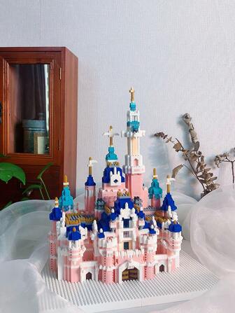 Rosa saga Slottspalats Arkitektur Kreativ Miniatyr Byggklossar Set 3d Pussel Monteringsleksak, Pedagogisk present, Samlarobjekt, Alla hjärtans dag present, Födelsedagspresent, 1 st Rumsdekoration