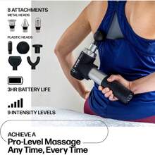 Vybe Pro Muscle Massage Gun for Athletes - 9 Speeds, 8 Attachments - Powerful Handheld Deep Tissue Percussion Massager for Body, Back, Shoulder Pain - Quiet Portable Electric Therapy Fascia Gun - 彩色 - 查看 2