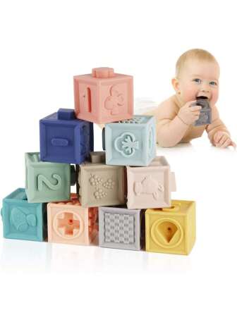 Baby Blocks Soft Building Blocks Baby Toys Teethers Toy Educational Squeeze Play With Numbers Animals Shapes Textures 6 Months Room Decoration